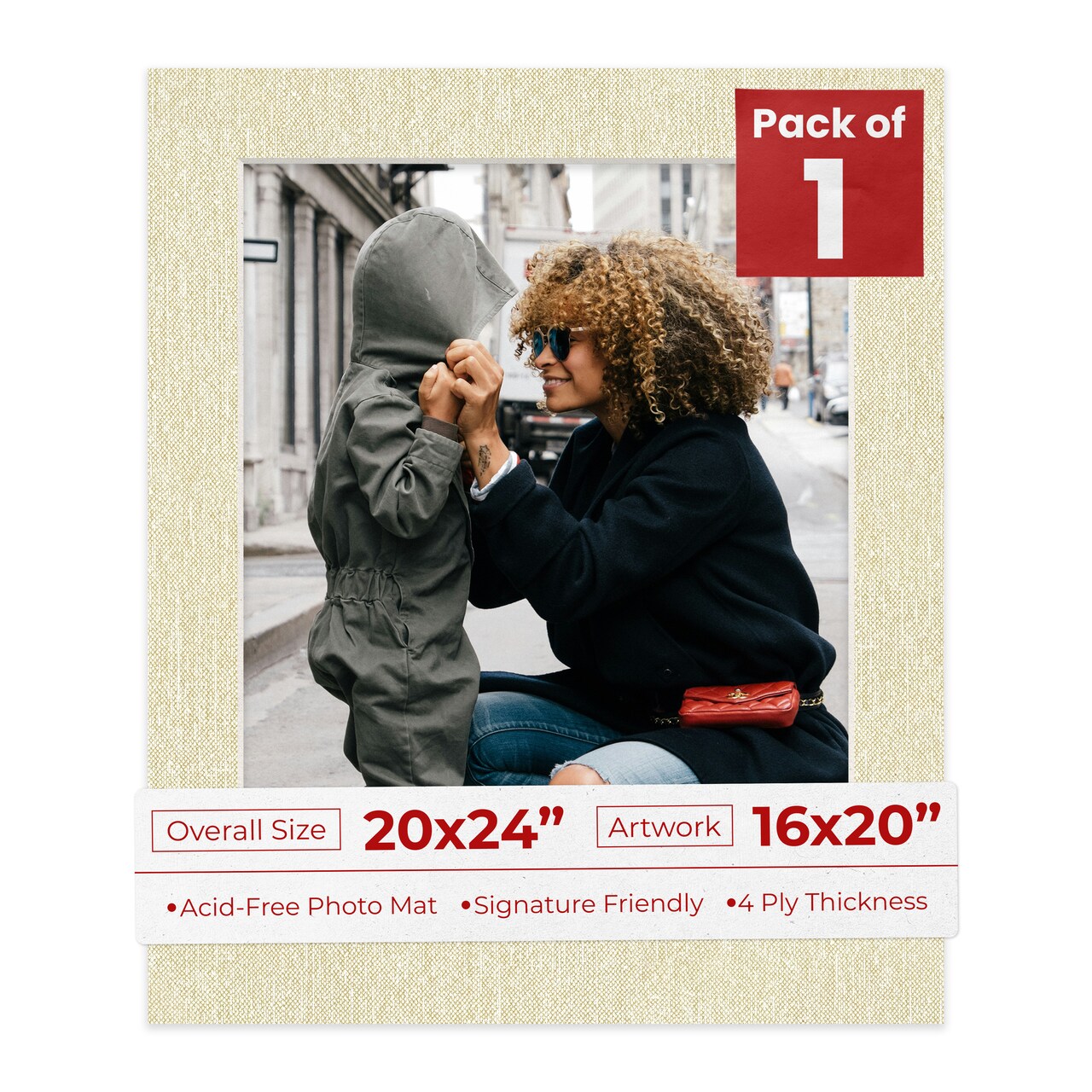 Off White Canvas Mat Board for 20x24 Frames - Fits 16x20 Photos